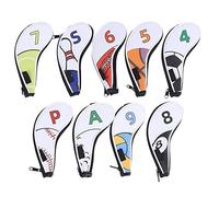KELFEEAO Ensemble de 9 Manchons de tête en Fer, Housses de Fer résistantes à l'eau avec Fermeture éclair en Nylon PU avec numéros pour fers de Golf 3 4 5 6 7 8 9 Protection PW
