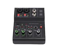 KELFEEAO Mélangeur Audio Double Canal, Carte Son Multi-entrées avec Plusieurs entrées, Alimentation fantôme, Sortie MP3 AUX, contrôle indépendant, Table de mixage Stable pour DJ, (Black)