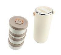 KELFEEAO Pot alimentaire isolé, récipient à déjeuner sous vide en acier inoxydable 304 de 3,4 L avec couvercle étanche, pot alimentaire à large ouverture pour les soupes et les (Blanche)