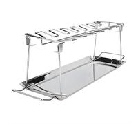 KELFEEAO Support de Cuisse de Poulet, Support de Pilon de Poulet en Acier Inoxydable Support de Rôtissoire Pliable à Position Convexe Concave avec Une Lèchefrite pour Fumeur Grill