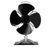 KELFEEAO Ventilateur de poêle à bois, ventilateur alimenté par la chaleur à 4 pales avec thermomètre magnétique, ventilateur de cheminée en aluminium silencieux pour poêle à bois,