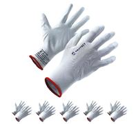 KELI - 5 Paires de Gants de Protection PU Blanc - Manutention & Tous Travaux Bâtiment - Enduction Polyuréthane - Sans Couture - T11