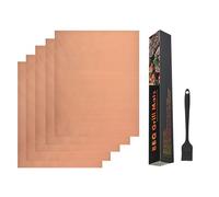 Keliheyle Lot de 5 tapis de gril 100 % cuivre anti-adhésif pour barbecue extérieur, très résistants jusqu'à 260 °C, réutilisables et faciles à nettoyer, adaptés pour le gaz, l'électricité, le charbon