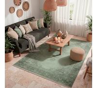 Kelim Vintage Tapis Salon Vert Mousse 195 X 280 cm - Tapis Oriental de Chambre à Poils Courts - Style Berbere