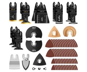 KELIN Multimaster Lot de 82 lames de scie multifonctions avec revêtement en titane, denture japonaise, bord arqué, accessoires pour bois, métal