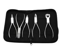 KELING 5Pcs en Acier Inoxydable Oeil Opticien Lunettes Cadre RéParation Pince Outils Kit avec Sac Pochette Noir