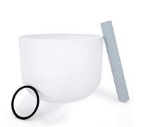 KELIODY Cristal Chant Bol 20cm 440hz B-Note Blanche Couronne Chakra Cristal Chant Bol avec O-ring et maillet Yoga cadeau