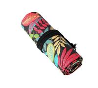 Kelisdi 12/24/36/48/72 trous Organiseur de crayons en toile Motif feuilles Fournitures scolaires, 72 trous