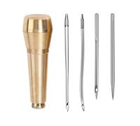 Kelisdi Alêne de couture multifonction en cuir - Poinçon aiguille avec poignée en métal - Kit de réparation de chaussures pour