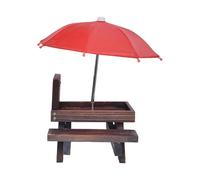 Kelisdi All Weathers Petite table de salle à manger en bois pour petits animaux avec pare-soleil imperméable Mangeoire en bois avec parapluie