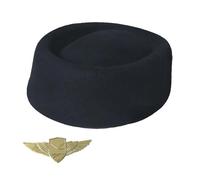 Kelisdi Bérets multi-usage sur le thème de l'hôtesse de l'air avec badge pour jeu de rôle et tenue quotidienne avec badge