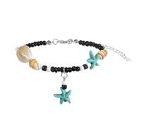 Kelisdi Bracelet de cheville réglable avec perles colorées et coquillages pour la plage et les festivals, One Size, Comme décrit