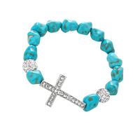Kelisdi Breloque réglable en forme de croix élastique turquoise pour un style polyvalent pour femme et homme, One Size, Comme décrit