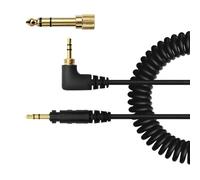 Kelisdi Câble de casque spiralé avec connecteurs 3,5 mm et 6,35 mm pour fil noir EAH-DJ1200