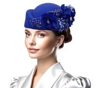 Kelisdi Chapeau haut-de-forme pour bibi melon 3D en forme de dôme de fleur pour événements formels pour femmes accessoire vintage pour fête à thème, bleu marine, taille unique