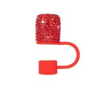 Kelisdi Élégant cristal clouté en silicone droit universel, protection sans danger pour les boissons, utilisation à la maison, voyage, couvercle de paille décoratif orné de cristaux