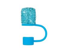 Kelisdi Élégant cristal clouté en silicone droit universel, protection sans danger pour les boissons, utilisation à la maison, voyage, couvercle de paille décoratif orné de cristaux