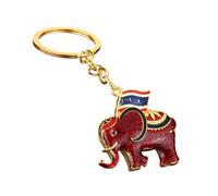 Kelisdi Élégant porte-clés éléphant miniature tenant un drapeau pour accessoires quotidiens élégant souvenir de voyage porte-clés éléphant, Rouge, taille unique