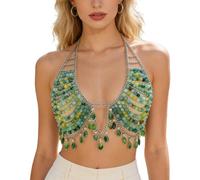 Kelisdi Élégante chaîne de poitrine avec perles en acrylique pour une tenue polyvalente adaptée à tout événement social. Chaîne de soutien-gorge en acrylique