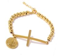 Kelisdi Élégante perle ronde avec breloque crucifix symbolisant et inspirant - Chaîne réglable - Accessoire de mode polyvalent