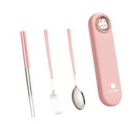 Kelisdi Ensemble de couverts portable en acier inoxydable avec fourchette, cuillère, baguettes, étui de rangement pour voyage, camping, bureau, déjeuner, camping, ustensiles de repas