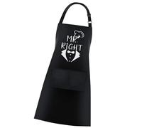 Kelisdi Ensemble de tablier de cuisine en polyester avec attaches réglables Motif Mr & Mrs Noir Tenue assortie Protections Couple Tablier avec sangles, Noir , 65x74cm