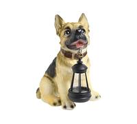 Kelisdi Figurine de chien de jardin, lampe solaire pour patio, cour, porche, allée de chien, décorations de Noël, cadeau extérieur, sculpture d'extérieur avec lumière LED