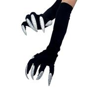 Kelisdi Gants horribles en forme de griffe de loup pour enfants pour Halloween, fêtes sur le thème des clown, ongles foncés, noir, Argenté., taille unique