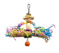 Kelisdi Jouet molaire pour perroquets en papier/rotin - Morsures molaires - Jouet coloré pour perroquet - Mâcher pour perroquets - Herbe naturelle à mâcher