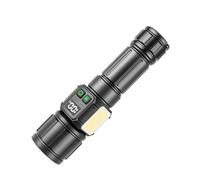 Kelisdi Lampe de poche avec affichage numérique, lumière latérale, 5000 mAh, support de batterie pour urgences, exploration nocturne, lampe torche rechargeable