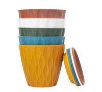 Kelisdi Lot de 5 pots de fleurs ronds colorés pour plantes grasses, roses et verdures d'intérieur - Durabilité ventilée