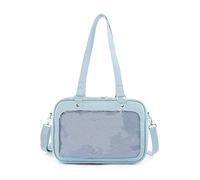 Kelisdi Mignon cartable fourre-tout PU sac de voyage japonais JK uniforme transparent bandoulière bandoulière messager sac à main épaule polyvalent, bleu, One Size