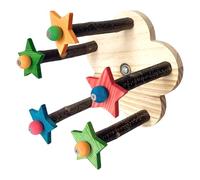 Kelisdi Perchoirs interactifs en bois pour oiseaux avec perroquets rotatifs, jouet de recherche de nourriture, moulins à vent, support à suspendre, accessoires de cage perchoirs, terrains de jeux