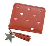 Kelisdi Porte-monnaie compact et mignon pour un transport facile - Porte-cartes - Convient pour les étudiants, les professionnels et les amateurs de voyage - Petit portefeuille pour femme, marron