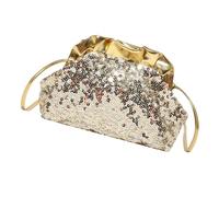 Kelisdi Sac à aisselles moderne avec compartiments structurés et surfaces scintillantes, parfait pour les réunions d'affaires ou les réunions sociales, doré