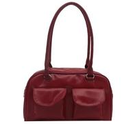 Kelisdi Sac à bandoulière multifonction brillant pour femmes pour les navetteurs et les étudiants en cuir synthétique double poche avant sous les bras sac à main sac à main usage quotidien, Rouge, One