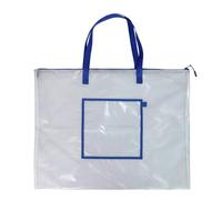 Kelisdi Sac de projet de grande capacité en maille transparente avec fermeture éclair pour artistes, étudiants, enfants, réunions, bleu