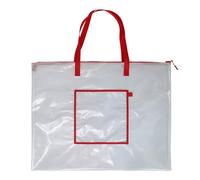 Kelisdi Sac de projet de grande capacité en maille transparente avec fermeture éclair pour artistes, étudiants, enfants, réunions, Rouge