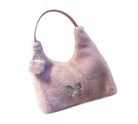 Kelisdi Sacs d'hiver en fourrure pour femme - Sac à bandoulière en peluche élégant et élégant - Décoration papillon pour un usage quotidien, D, One Size