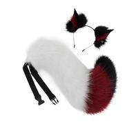 Kelisdi Serre-tête queue de loup avec oreilles de renard pour Halloween, Noël, cosplay, fête, costume pour femme, ensemble oreilles et queue
