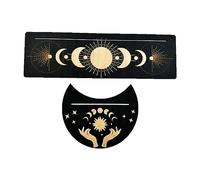 Kelisdi Support de cartes de tarot en bois en forme de lune et support rectangulaire pour cartes de divination de sorcière, support de présentation de cartes de tarot en bois