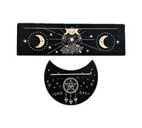 Kelisdi Support de cartes de tarot en bois en forme de lune et support rectangulaire pour cartes de divination de sorcière, support de présentation de cartes de tarot en bois