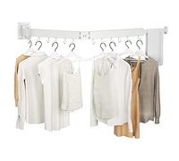 Kelisiting Étendoir à Linge Pliable à 2 Volets, Support Mural, sans perçage, Pliable et Durable, Gain de Place pour buanderie, Balcon, Salle de Bain, terrasse, dortoir, Appartement, Blanc