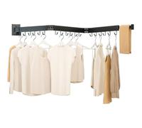 Kelisiting Étendoir à vêtements Mural, 120 cm Eetendoir Linge Pliant, étendoir à 3 Volets avec 18 Crochets, Pliable et Robuste, étendoir à vêtements Peu encombrant pour buanderie, Noir