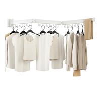 Kelisiting Étendoir à vêtements Mural, 120 cm Eetendoir Linge Pliant, étendoir à 3 Volets avec 18 Crochets, Pliable et Robuste, étendoir à vêtements Peu encombrant pour buanderie, Blanc