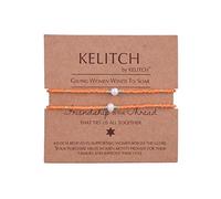 KELITCH 2 Pièces Perle Amitié Bracelets Miyuki Perlé Tissé Amoureux Brin Bracelets Bracelets Cadeaux (Orange 01G)