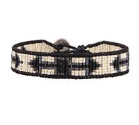 KELITCH Bracelet Rang De Perle Miyuki Nouveau Bracelets Tour En Cuir Nouveau Bracelets Tissés Pour Femmes (Noir)