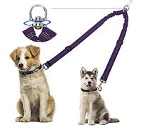 Kelivi Double laisse pour chien, pas de nœuds, rotation à 360 °, 2 répartiteurs de laisse pour chien, très résistant, réglable, double laisse pour chien de petite, moyenne et grande taille (violet)