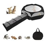 Kelivi Parc portable pour petit animal, parc pour cochon d'Inde, parc pour chaton avec housse à double fermeture éclair pour intérieur et extérieur pour lapin, lapin, hamster Connect Tunnel (Noir)