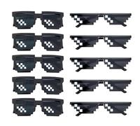 Kellegour 10 Paires Lunettes de Soleil Thug Life,Pixelated Lunettes de Soleil,Pixel Lunettes de Soleil en Plastique,Lunettes de Soleil Thug Life pour Adulte,Enfant,Accessoire de Photo
